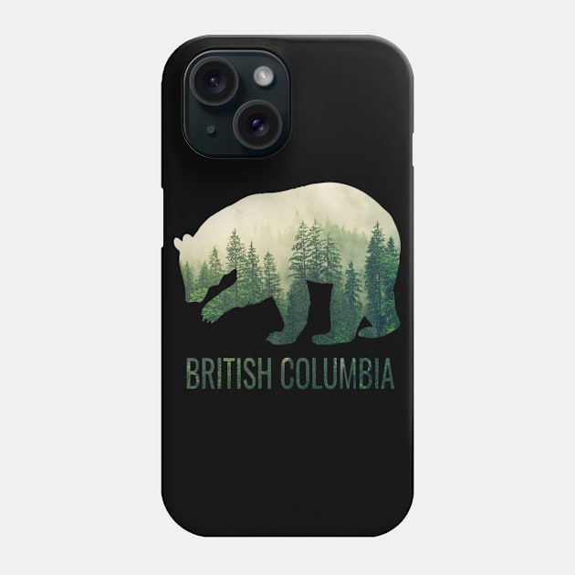 British Columbia BC Canada Bear, Green Forest Vancouver Gift Phone Case by twizzler3b