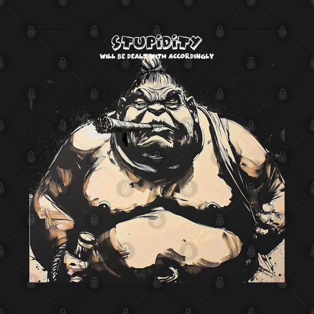 Puff Sumo:  Stupidity Will be Dealt With Accordingly on a Dark Background by Puff Sumo