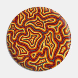Red Orange Yellow Green Groovy Autumnal Liquid Marble Swirl Pin