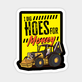 Funny Excavator and Construction Worker Heavy Equipment Magnet