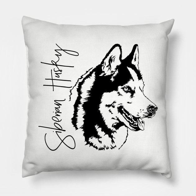 Funny Proud Siberian Husky dog portrait sled dog mom Pillow by wilsigns