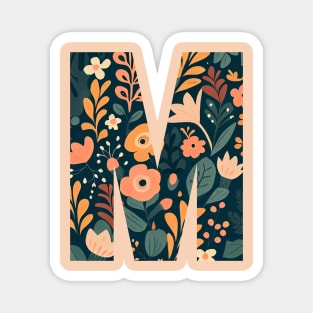 Whimsical Floral Letter M Magnet