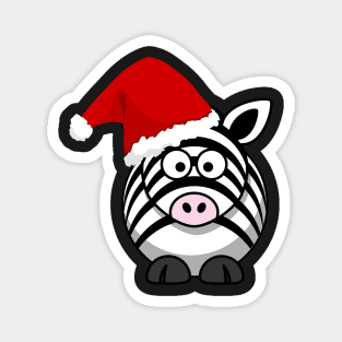 Cute Christmas Hat Zebra Magnet
