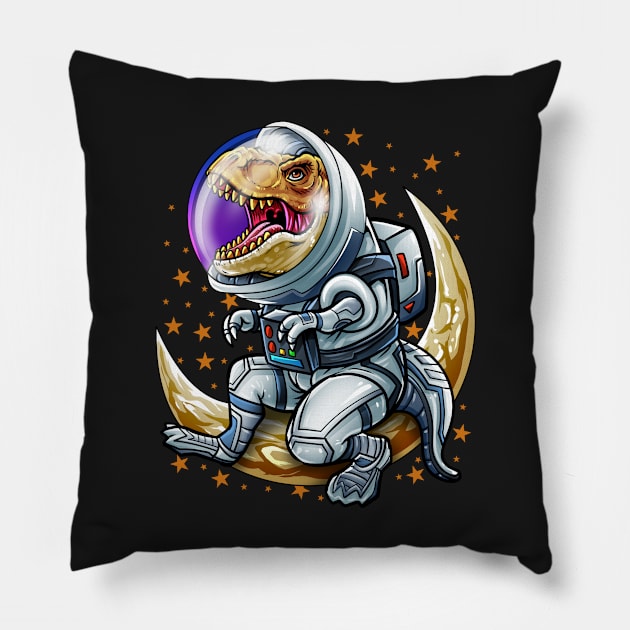 Astrosaurus Funny Dinosaur T-Rex Astronaut Pillow by BDAZ