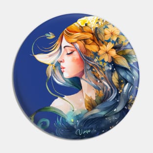 Zodiac Sign VIRGO - Watercolour Illustration of astrology Virgo Pin