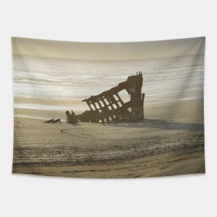 Misty Sunset Shipwreck - Oregon Coast Tapestry