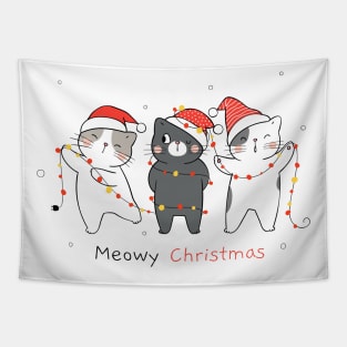 Meowy Christmas Tapestry