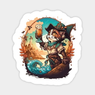 Get Ready to Sail the High Seas with Pirate Cat Magnet
