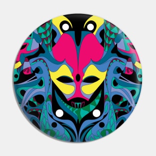 carnivale mask in alien pattern ecopop illustration in mexican totonac floral wallpaper Pin