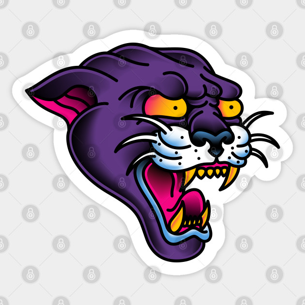 American Traditional Panther Head Tattoo Sticker Teepublic