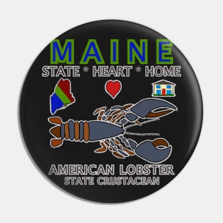 Maine - Lobster - State, Heart, Home - State Symbols Pin