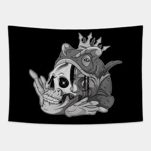 Frog Eating Skull with Crown Tapestry