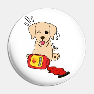 Funny Golden Retriever Spilled Hot Sauce Pin