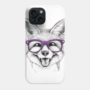 Smiling baby fox with glasses Phone Case