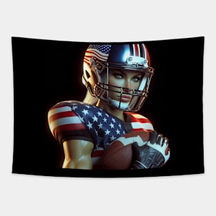 American Woman NFL Football Player #9 Tapestry