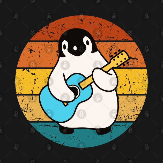 Retro  Penguin Playing Guitar by Illustradise