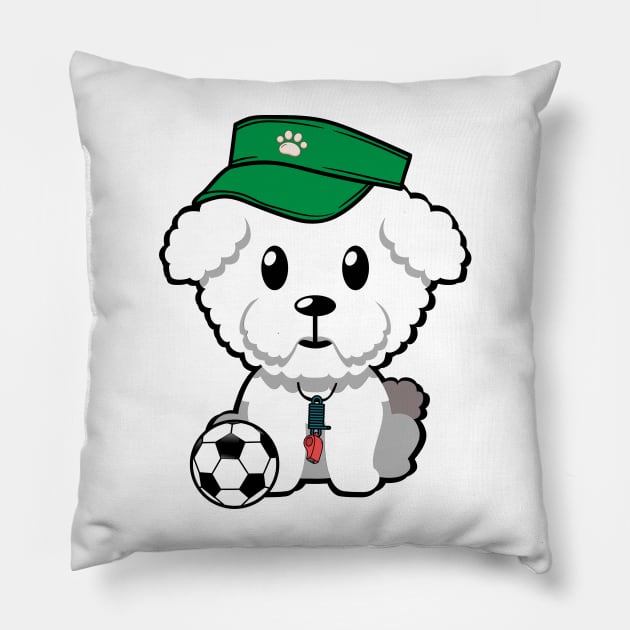 Funny furry dog is a soccer coach Pillow by Pet Station