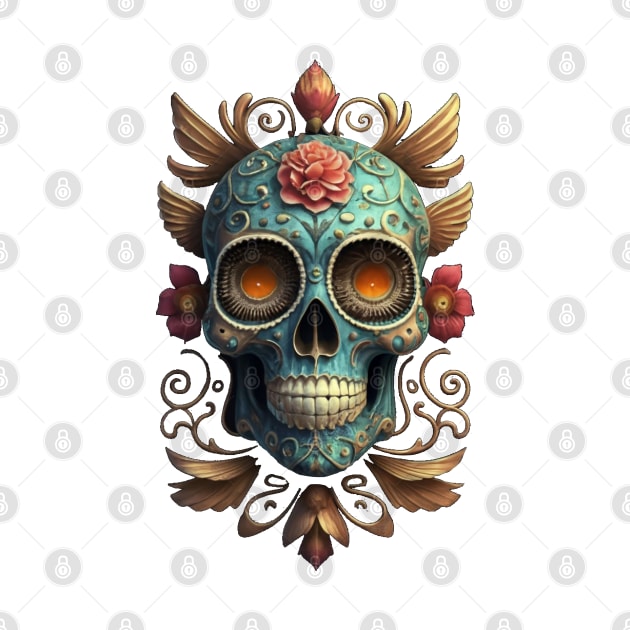 Sugar Skull Dia de los Muertos Mexican Day Of The Dead Tattoo Art Culture Punk Rock Goth Skeleton by DeanWardDesigns