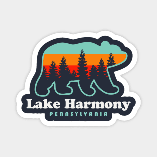 Lake Harmony Pennsylvania Bear Poconos Vacation Retro Sunset Magnet