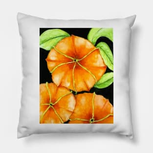 Orange Watercolor Flowers Pillow