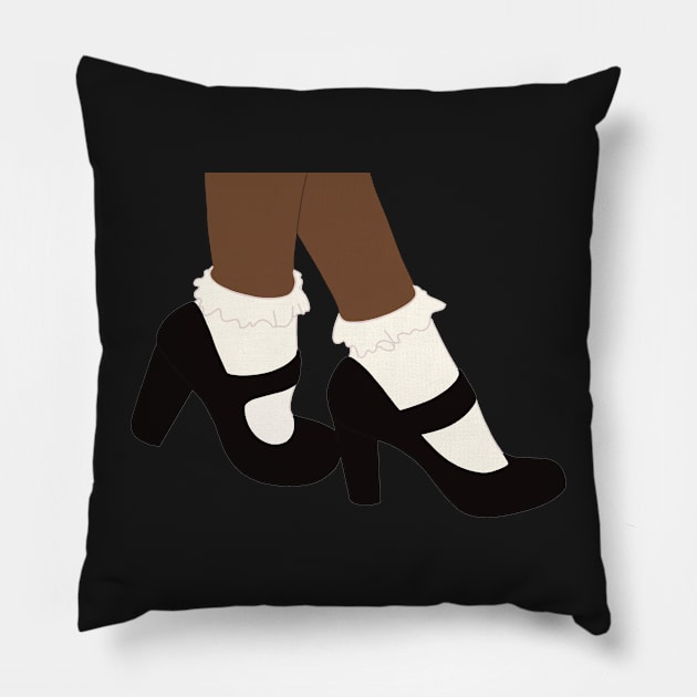black mary jane babies shoes aesthetic dollette coquette Pillow by maoudraw