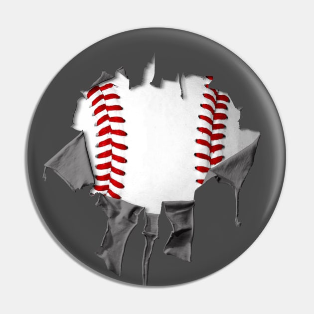 Shredded, Ripped and Torn Baseball Pin by eBrushDesign