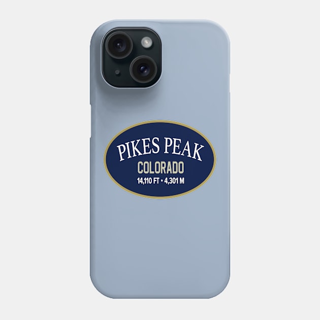 Pikes Peak Colorado Retro Blue Oval Phone Case by TGKelly