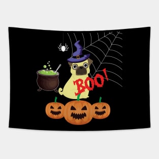 funny halloween with lovely scary dog Tapestry