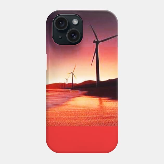 Windmills at night Phone Case by volkvilla