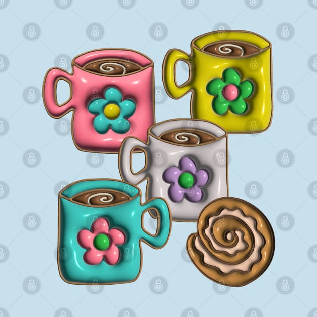 FIKA Swedish Coffee Break Danish Pastry Flower Mugs Baking in Puffy Balloon Style - UnBlink Studio by Jackie Tahara by UnBlink Studio by Jackie Tahara