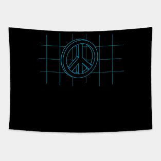 GRID DRAWING for peace in blue Tapestry