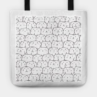 CUTE KITTY CAT FACES White and Black Cat Lovers Tote