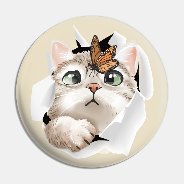 Curious Cat In The Hole Pin by Katheryn's Studio