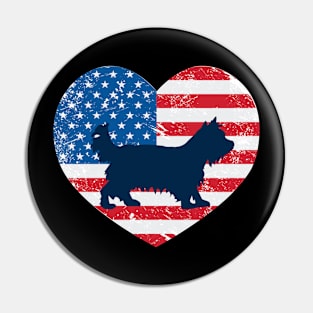 American Flag Heart Love Yorkie Usa Patriotic 4Th Of July Pin