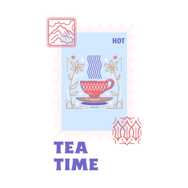 Tea Time Tea Lover Tea Cup Stamp collector Stamps by Tip Top Tee's