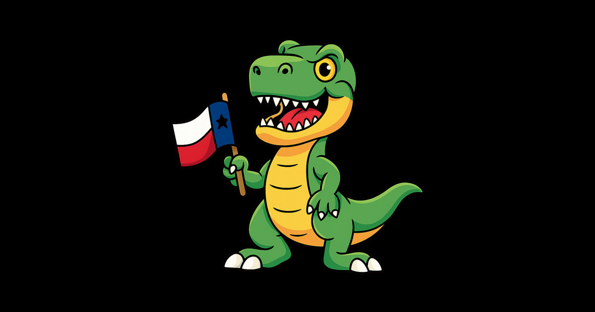 Texas Dinosaur Flag – Cute Kids T-Rex Texan Pride Tee - Texas Dinosaur ...