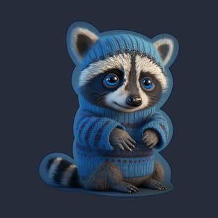 Cute Raccoon wearing Christmas sweater T-Shirt