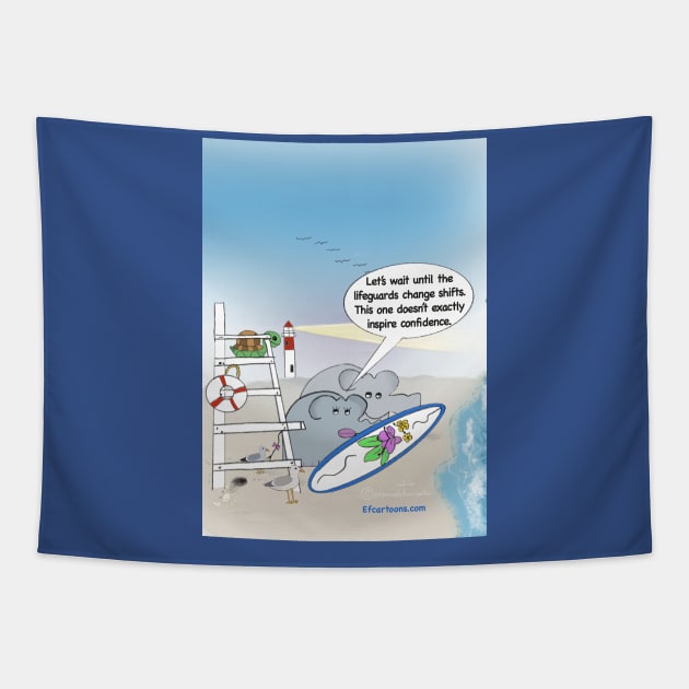 Enormously Funny Cartoons Surfing Tapestry by Enormously Funny Cartoons