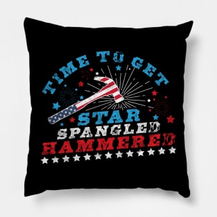 Time To Get Star Spangled Hammered 4th Of July Pillow