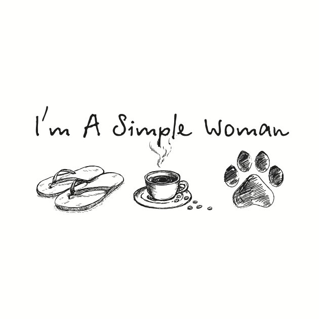 I'm A Simple Woman Flip Flop Coffee And Dog Paw by Biden's Shop