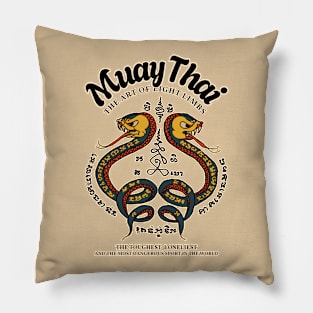 Vintage Muay Thai Tattoo Snakes Pillow