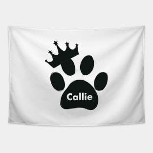 Callie cat name made of hand drawn paw prints Tapestry