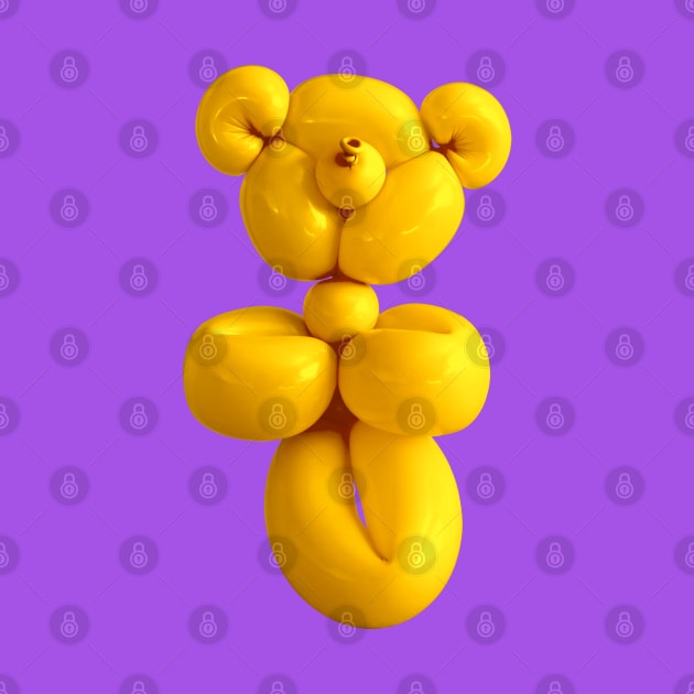 Yellow teddy bear balloon on purple by CACreative