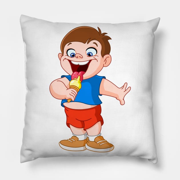 Kid eating icecream Pillow by DigiToonsTreasures