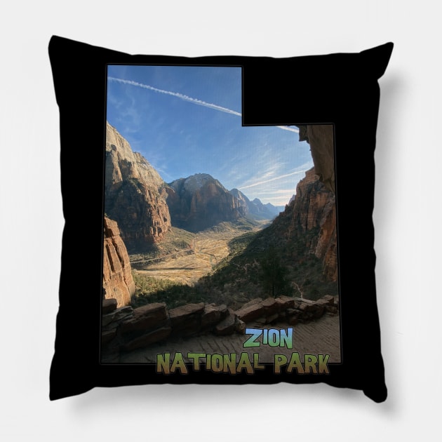 Utah State Outline - Zion National Park Pillow by gorff