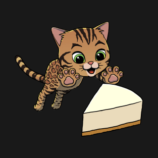 Bengal Cat excited to eat Cheese Cake T-Shirt