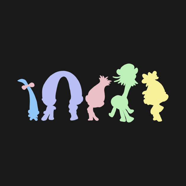 Pastel Trolls Outline by Poohdlesdoodles