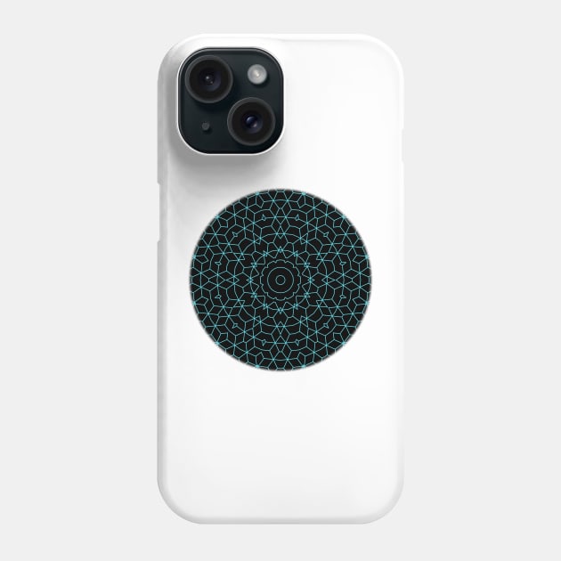 3-D Cube Effect Pattern (Aqua on Black) Phone Case by lyle58
