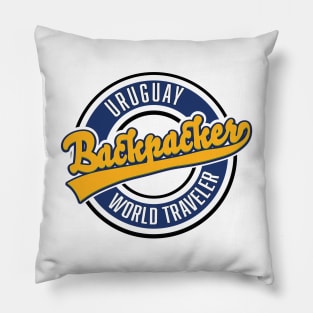 Uruguay backpacker world traveler logo. Pillow