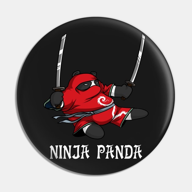 Ninja Panda Bear Funny Fantasy Cartoon Samurai Pin by underheaven